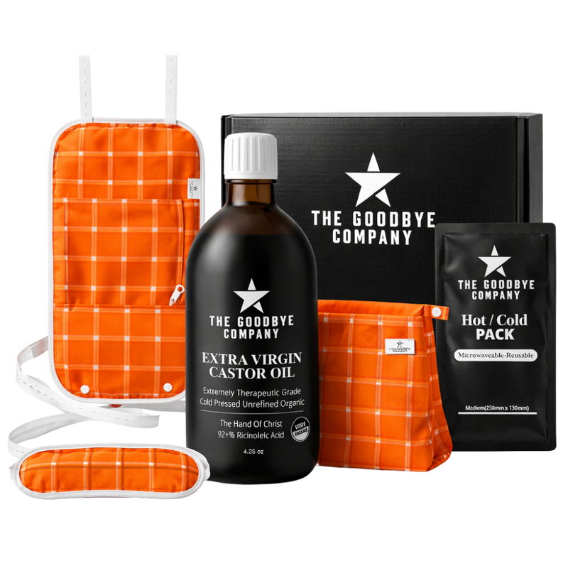 Castor Oil Pack with 16 oz Glass Bottle