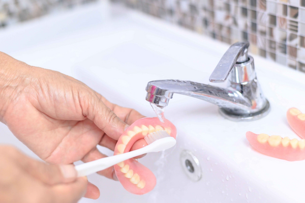  How to remove polident from gums.