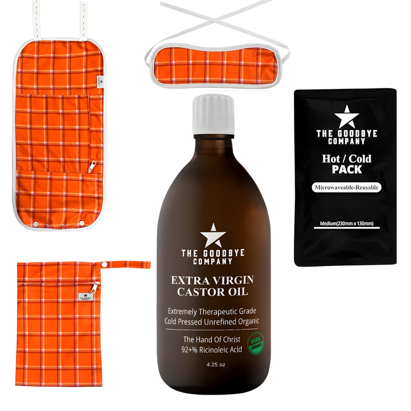 The Goodbye Company 2 Castor Oil Pack with 16 oz Glass Bottle