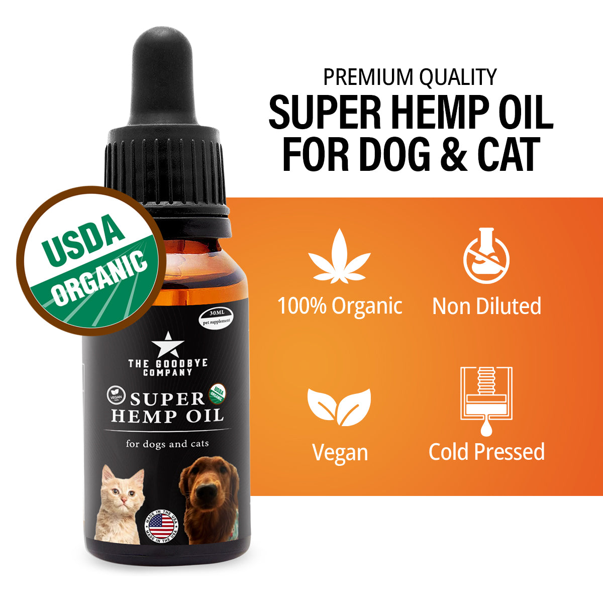 The Goodbye Company Super Hemp Oil for Dog & Cat Anxiety Relief [30ml]