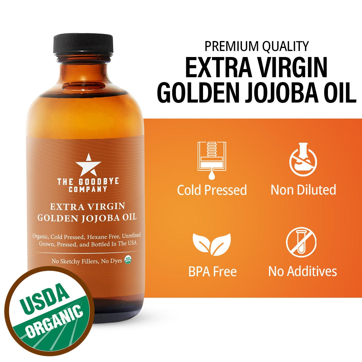 The Goodbye Company USDA Organic Extra Virgin Golden Jojoba Oil