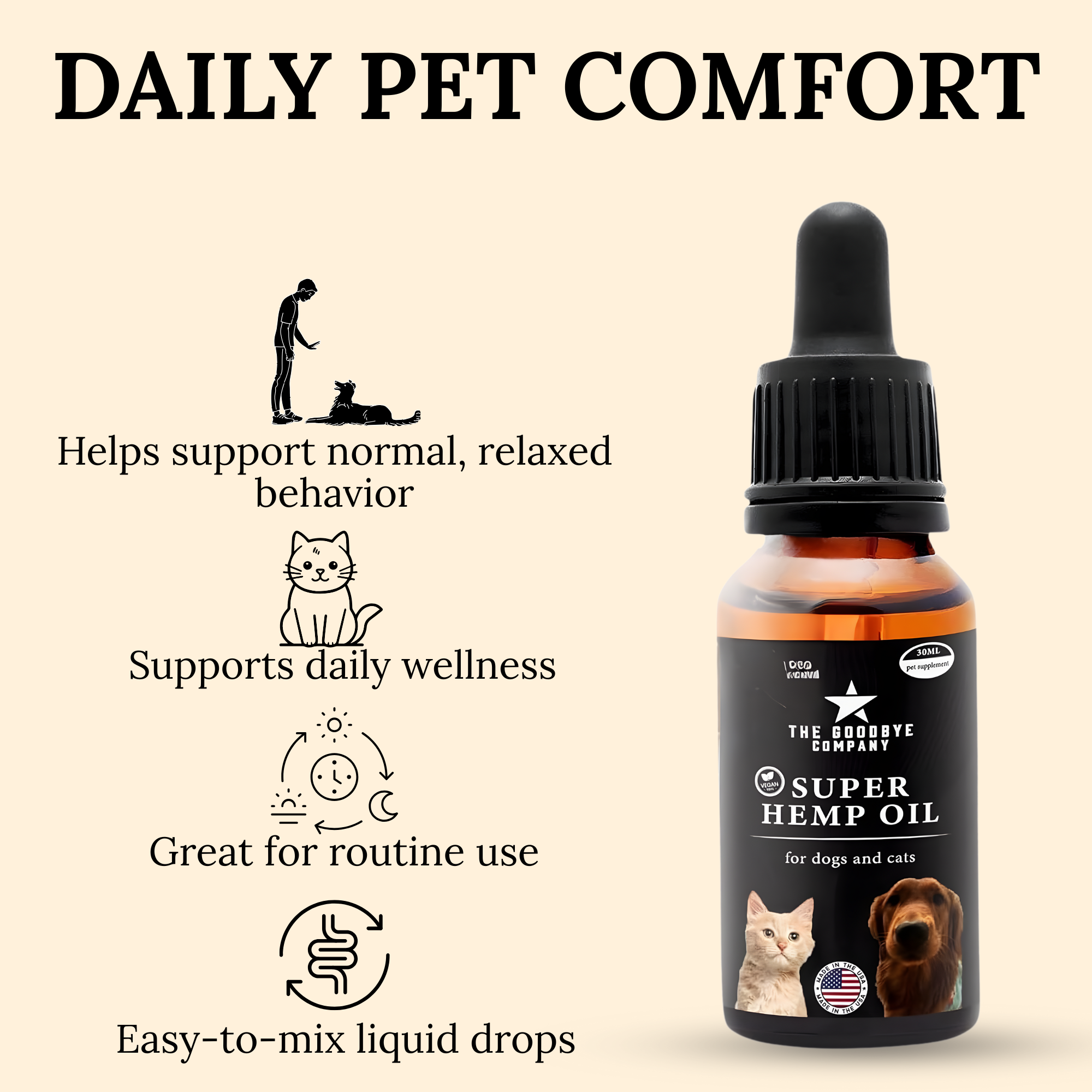 The Goodbye Company Super Hemp Oil for Dog & Cat Anxiety Relief [30ml]