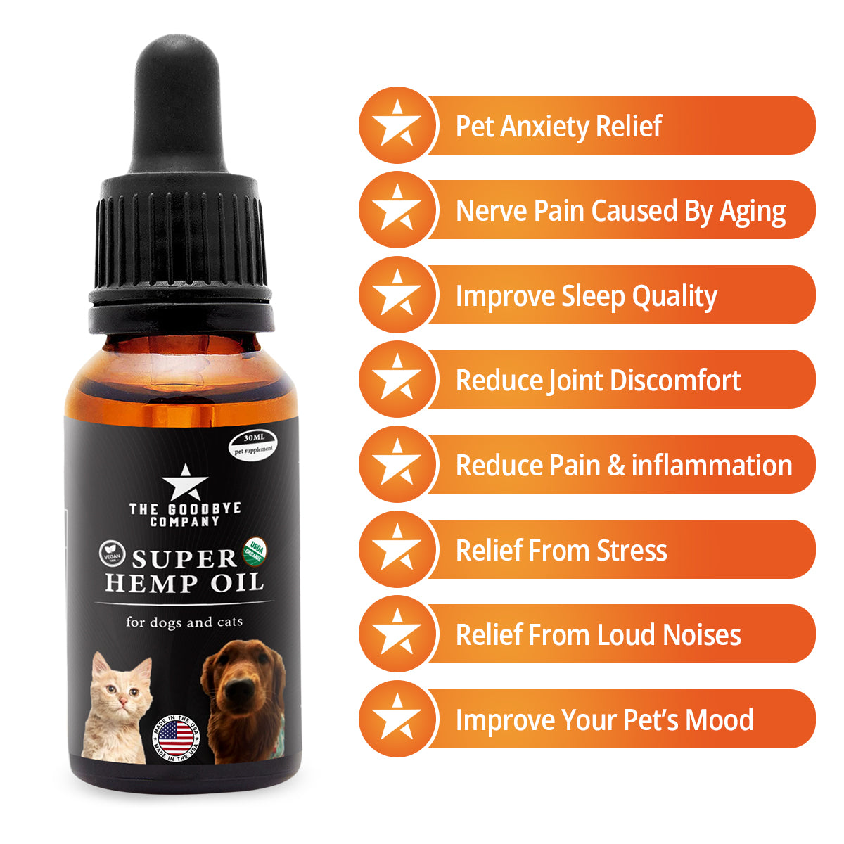 The Goodbye Company Super Hemp Oil for Dog & Cat Anxiety Relief [30ml]