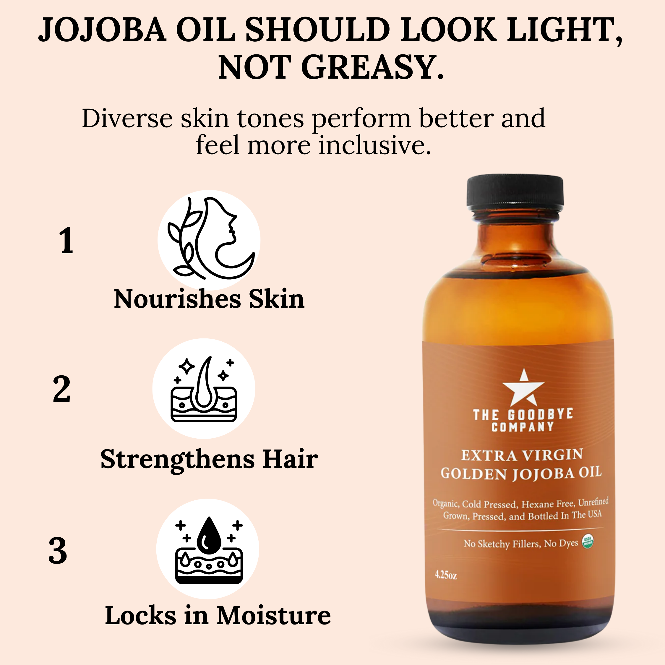The Goodbye Company USDA Organic Extra Virgin Golden Jojoba Oil
