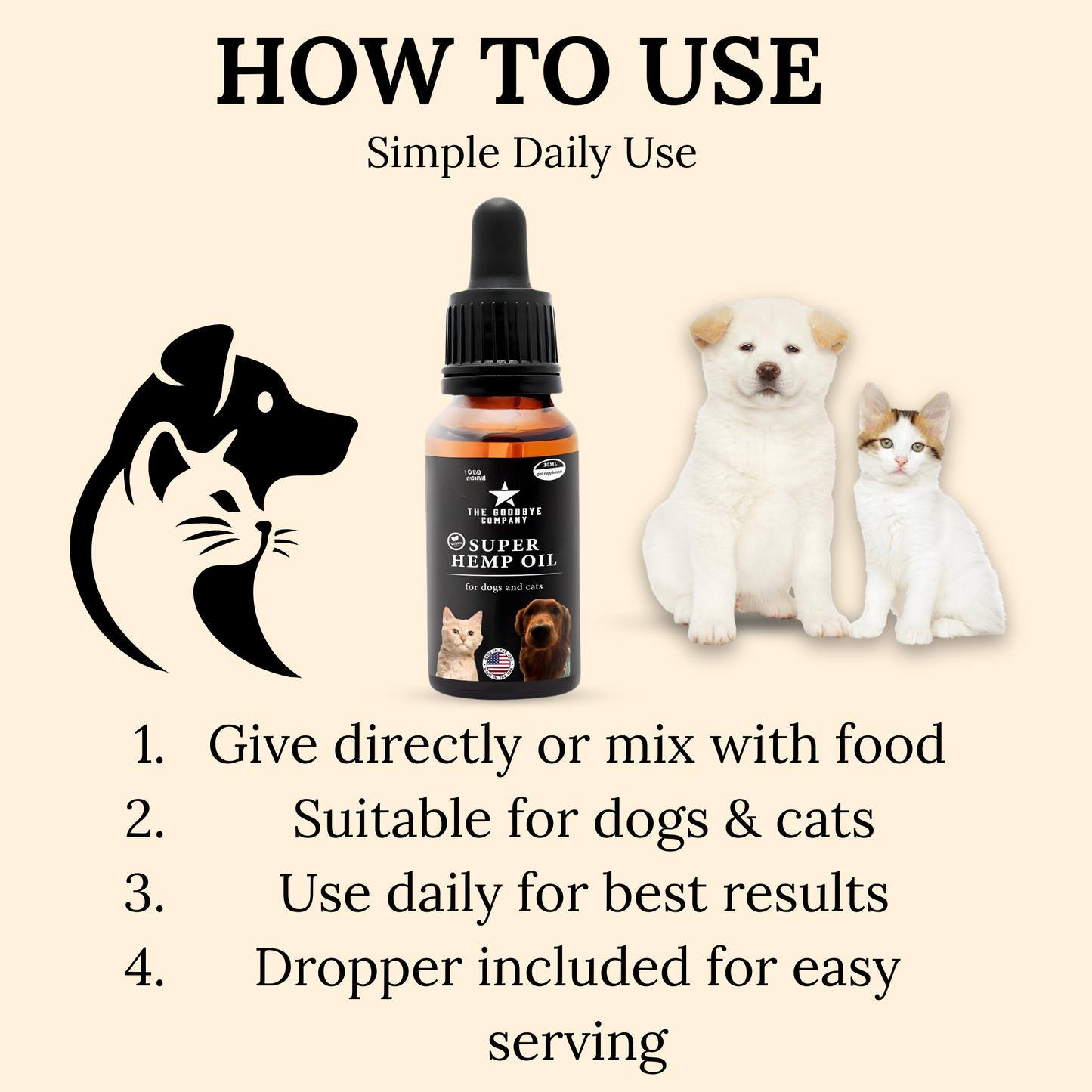 The Goodbye Company Super Hemp Oil for Dog & Cat Anxiety Relief [30ml]