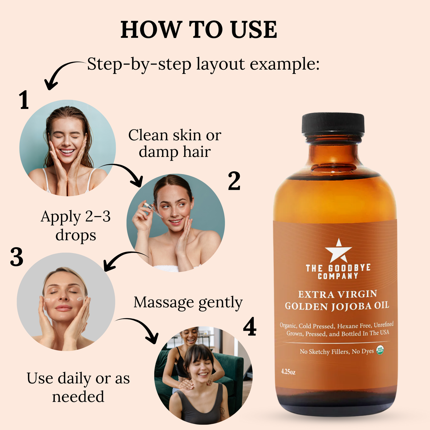 The Goodbye Company USDA Organic Extra Virgin Golden Jojoba Oil