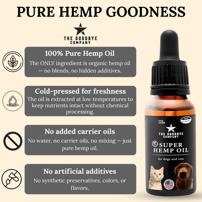 The Goodbye Company Super Hemp Oil for Dog & Cat Anxiety Relief [30ml]