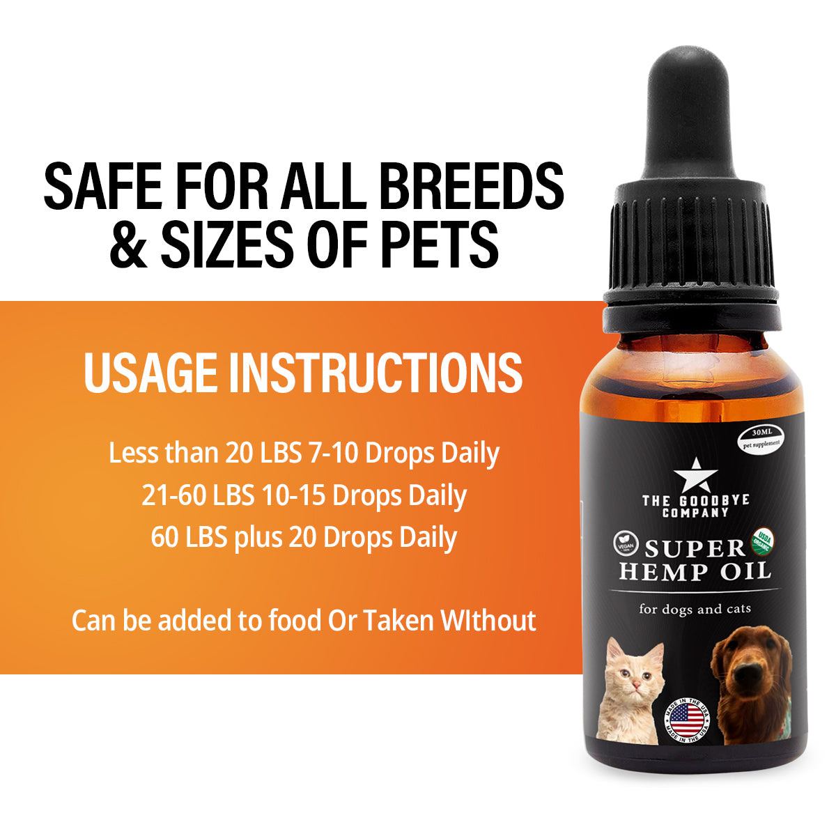 The Goodbye Company Super Hemp Oil for Dog & Cat Anxiety Relief [30ml]