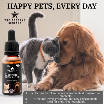 The Goodbye Company Super Hemp Oil for Dog & Cat Anxiety Relief [30ml]