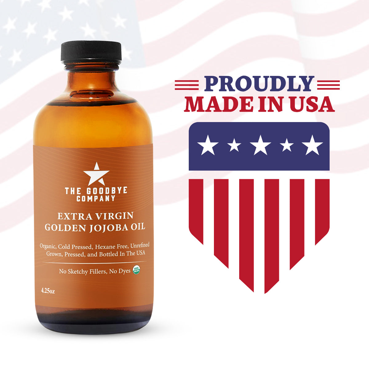 The Goodbye Company USDA Organic Extra Virgin Golden Jojoba Oil