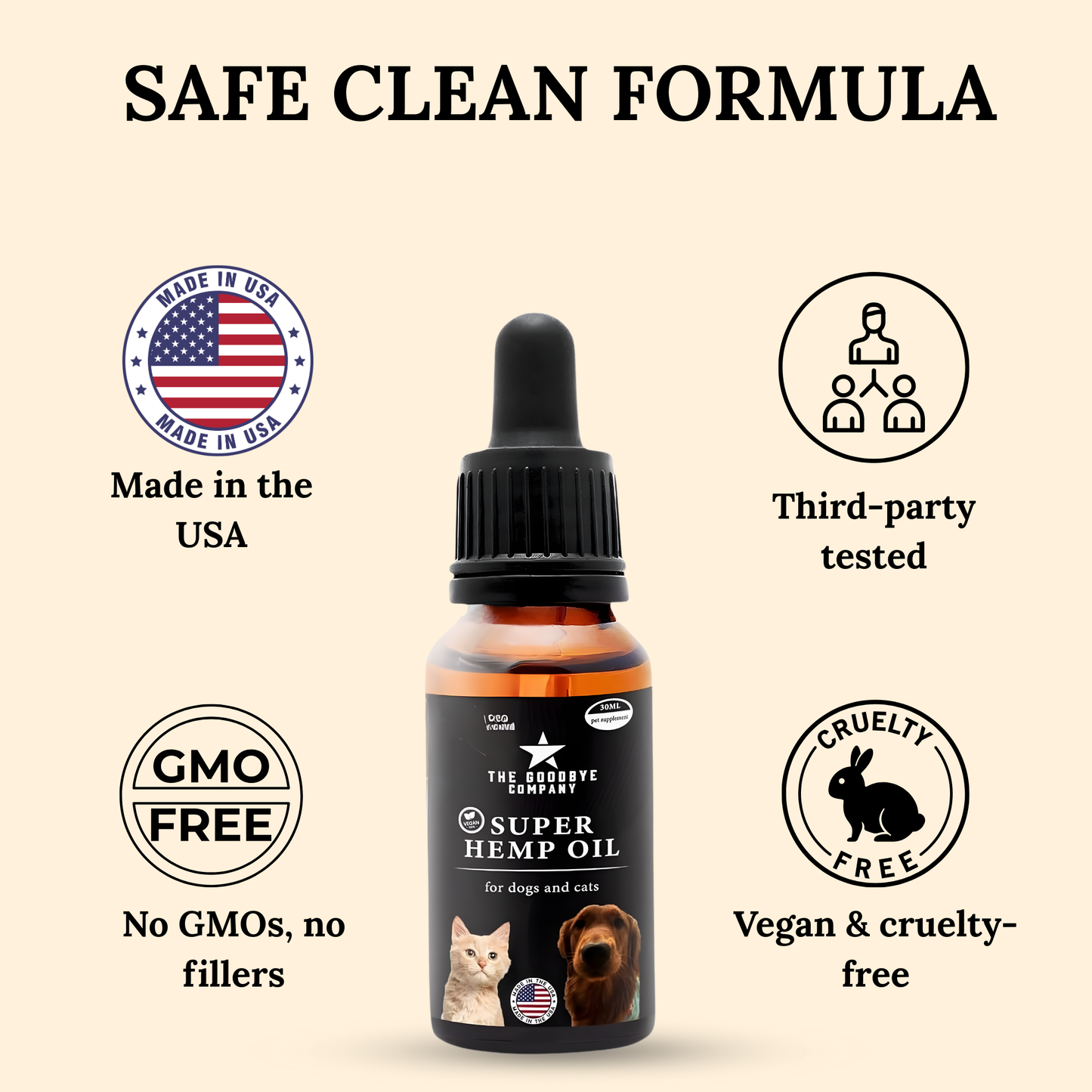 The Goodbye Company Super Hemp Oil for Dog & Cat Anxiety Relief [30ml]