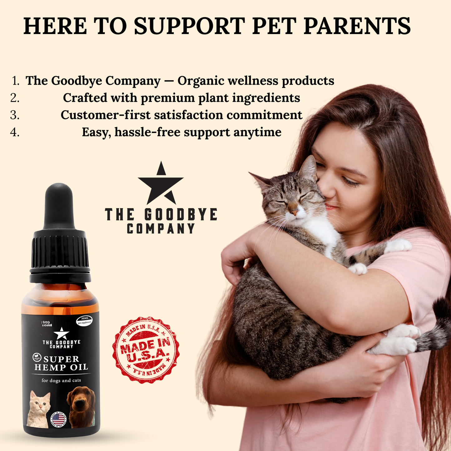 The Goodbye Company Super Hemp Oil for Dog & Cat Anxiety Relief [30ml]
